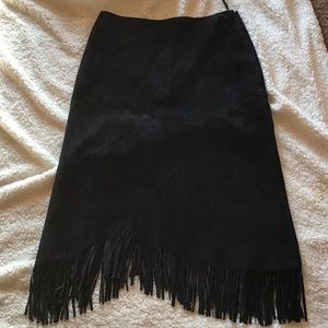 Original Pendleton black suede fringed skirt